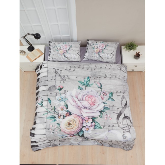 Σετ Πάπλωμα Υπέρδιπλο 220x240 Μελωδία Γκρι